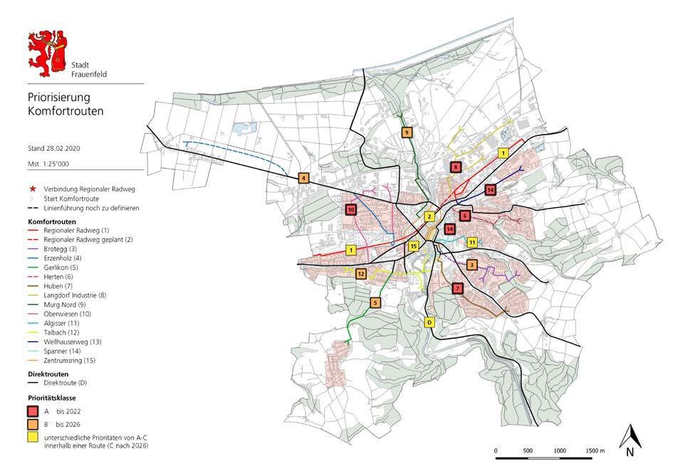 Fuss- und Veloverkehrskonzept Frauenfeld, 2020, Massnahmen und Prioritäten Fuss- und Veloverkehrskonzept Frauenfeld, 2020, Massnahmen und Prioritäten