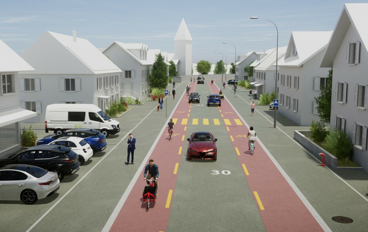 Schmale Ortsdurchfahrt, Veloinfrastruktur