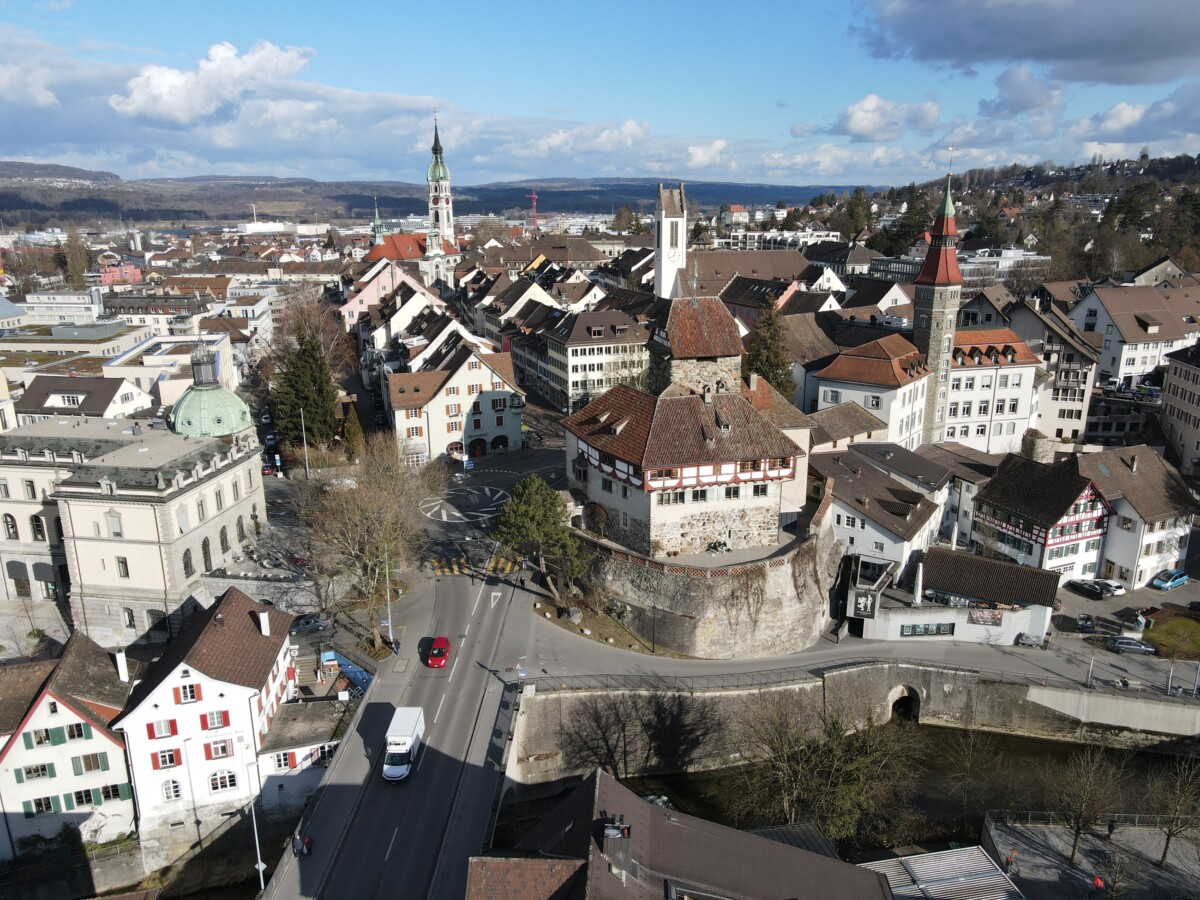 Frauenfeld, Altstadt und Schloss Frauenfeld: Schloss, Altstadt und Kirchen, Blick Richtung Osten